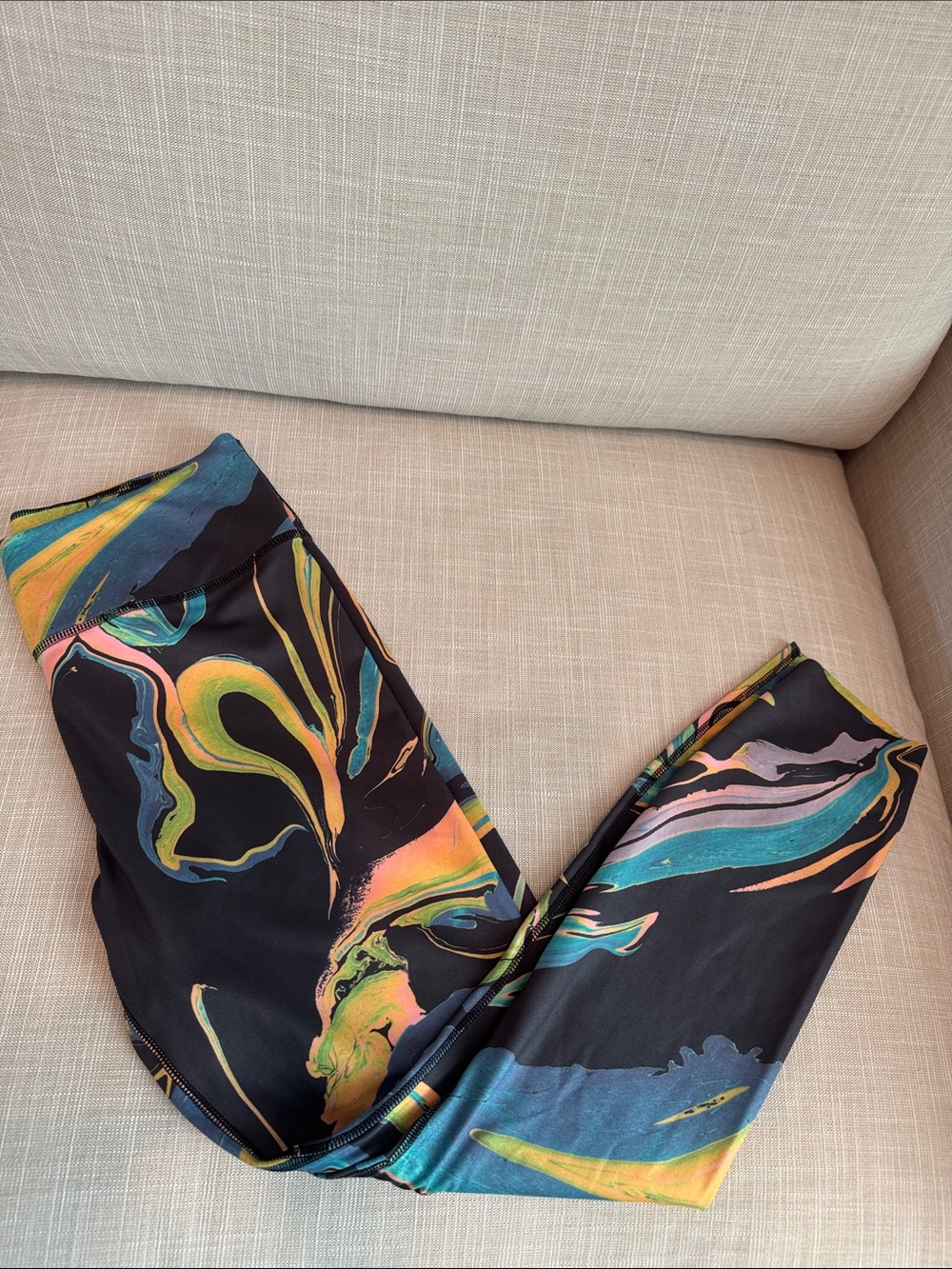 Nike Dri Fit  Swirl Print Leggings - Black with Multicolor Swirls